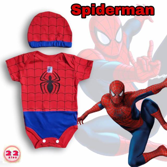 Jumper bayi topi | SPIDERMAN | baju bayi | usia 1-12bulan