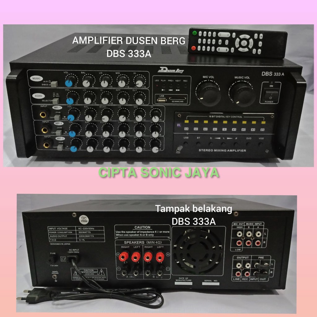 AMPLIFIER KARAOKE DUSEN BERG DBS 333 A KEY CONTROL STEREO USB BLUETOTH