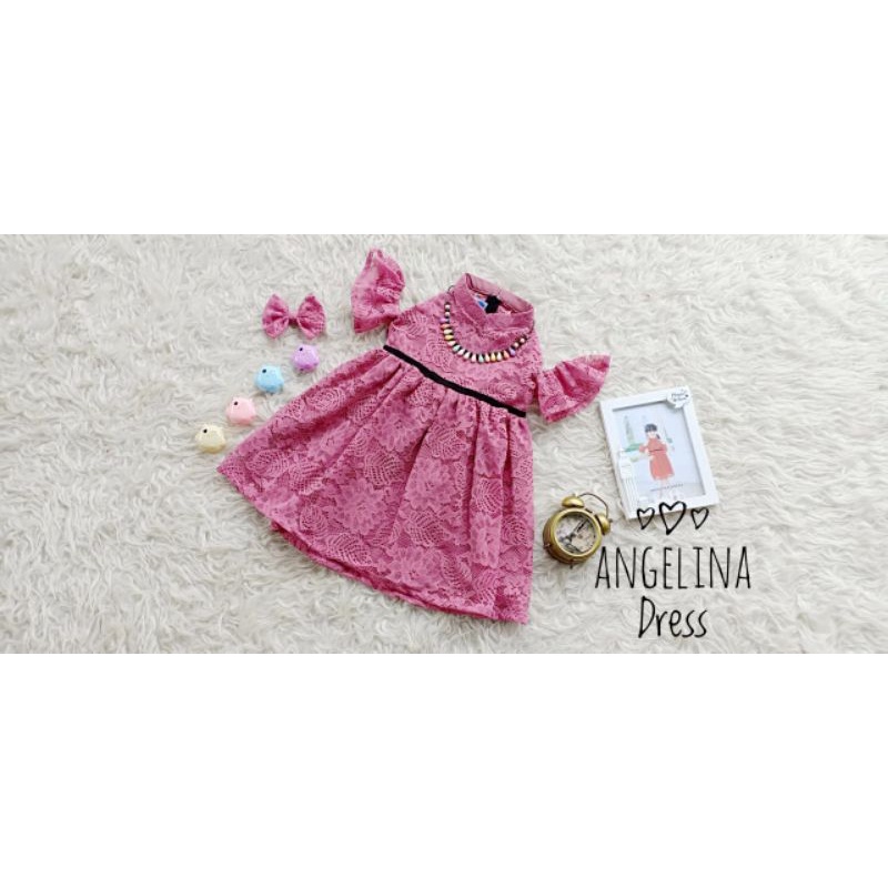 Angelina Dress FREE ACCESORIES  KALUNG | Dress Anak murah | Dress Dewasa | Dress Couple | Dress Brokat | Dress Brukat | Dress Natal anak murah| Baju Unik | Baju Anak Unik