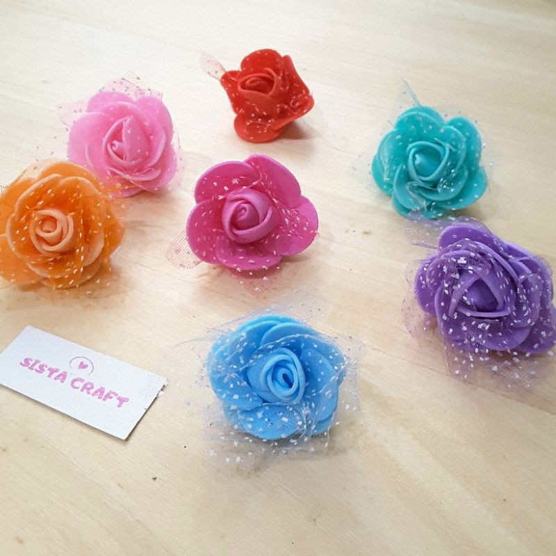 Bunga Mawar Spons Besar Tile Foam Busa Sponge Murah 4cm isi 12 pcs