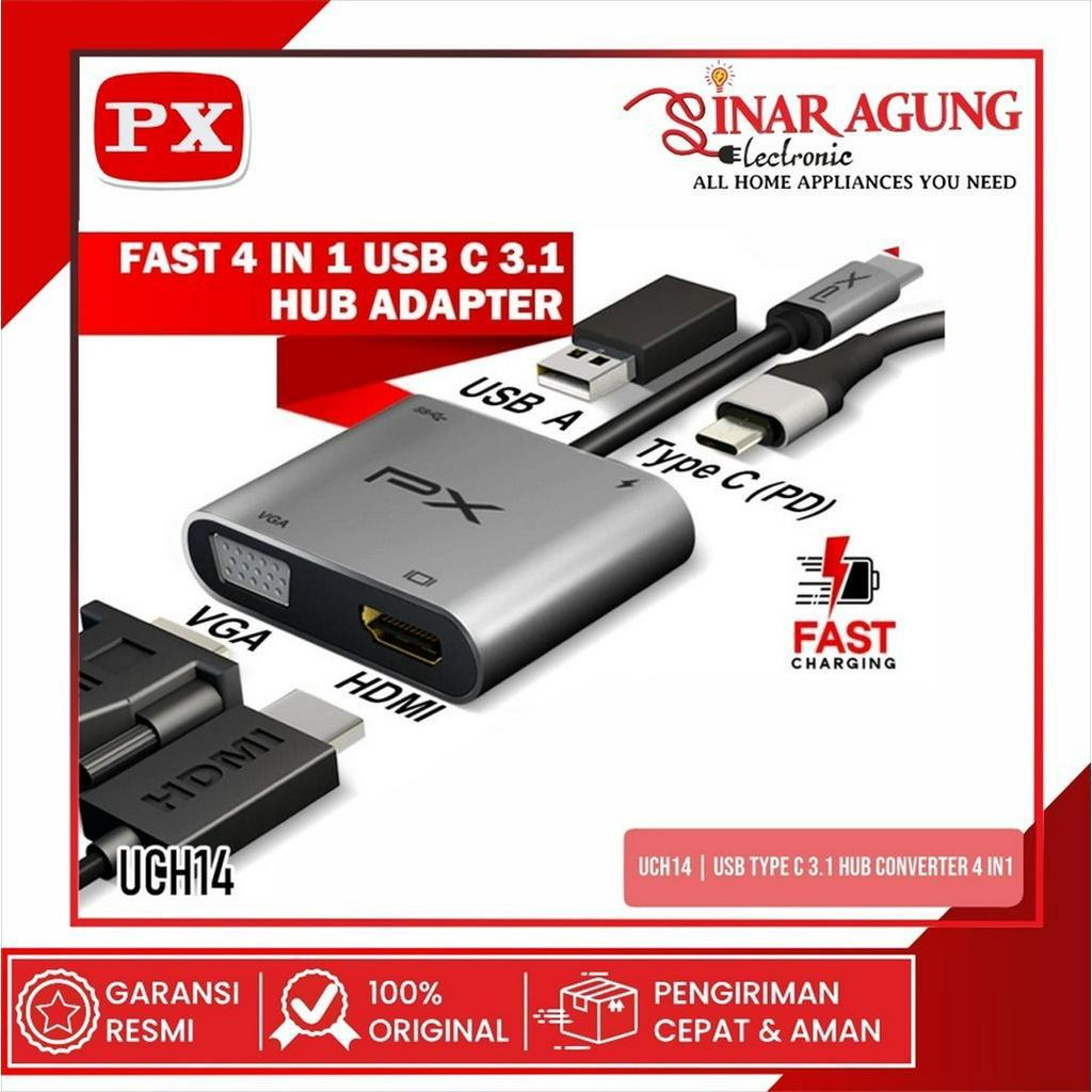 PX UCH14 | UCH-14 USB TYPE C 3.1 HUB CONVERTER 4IN1- 100% ORIGINAL