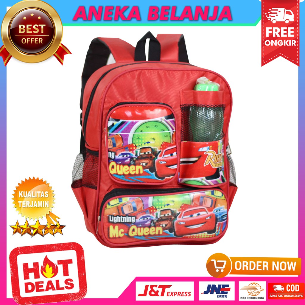 Stock Terbatas Tas Ransel Sekolah Anak Cowok Gambar Kartun Cars Merah Keren Lucu Fashionable Casual