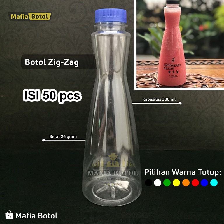 Botol Plastik Flexi Zigzag Cantik Bowling Takar Kopi Susu Jus Almond LN Kemasan  330 ml /Pet murah
