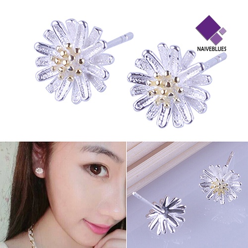 Anting Stud 925 Sterling Bentuk Bunga Matahari Daisy Untuk Wanita