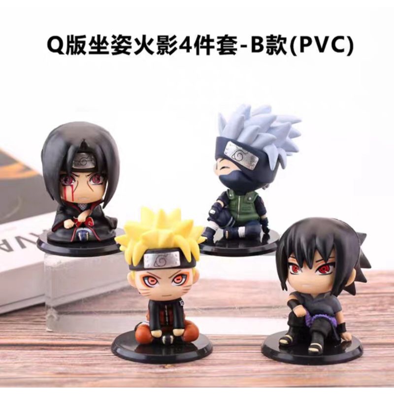 Figure Naruto Uchiha Sasuke Kakshi itachi set 4/miniatur pajangan Topper