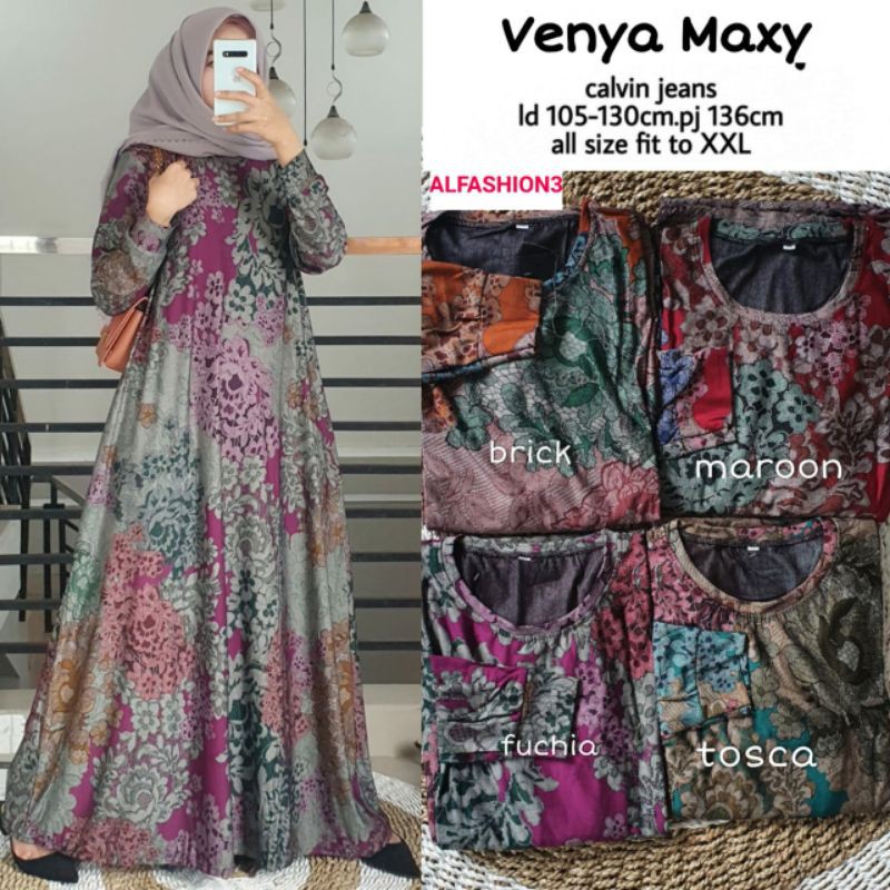 RESTOK GAMIS JUMBO MAXY XXL GAMIS CALVIN JEANS JUMBO LD105-130 GAMIS MUSLIM VENYA MAXY SARLITA CAMRY-1