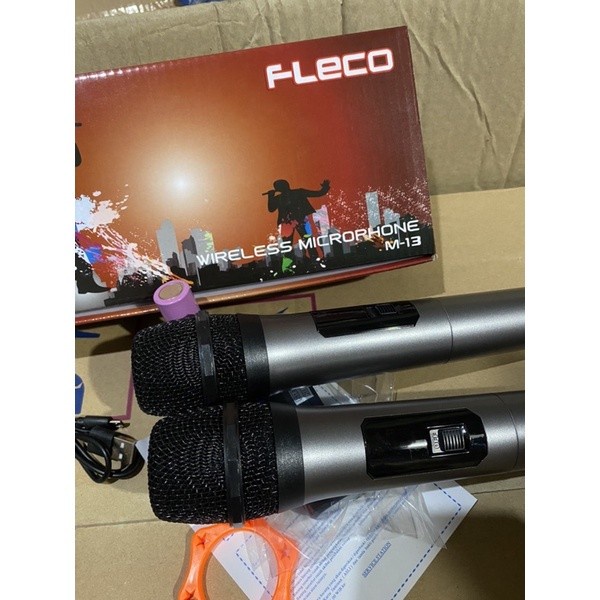 [Promo!!]Microphone Wireless Double Fleco M-13 LED / Paket 2 Microphone Wireless 100℅