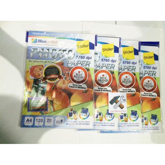 

Buruan Serbu] Kertas Photo Sticker Stiker Label Kemasan Tempel A4 Glossy Blue Print