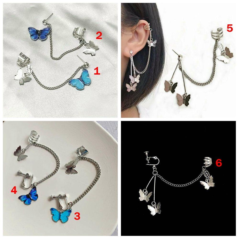 Top Butterfly Earrings Hadiah Perhiasan Wanita Baru Tanpa Tindik Non Piercing Butterfly Ear Cuff