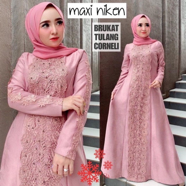 MAXI LINKEN GAMIS PESTA uk S M L XL XXL READY Shopee  