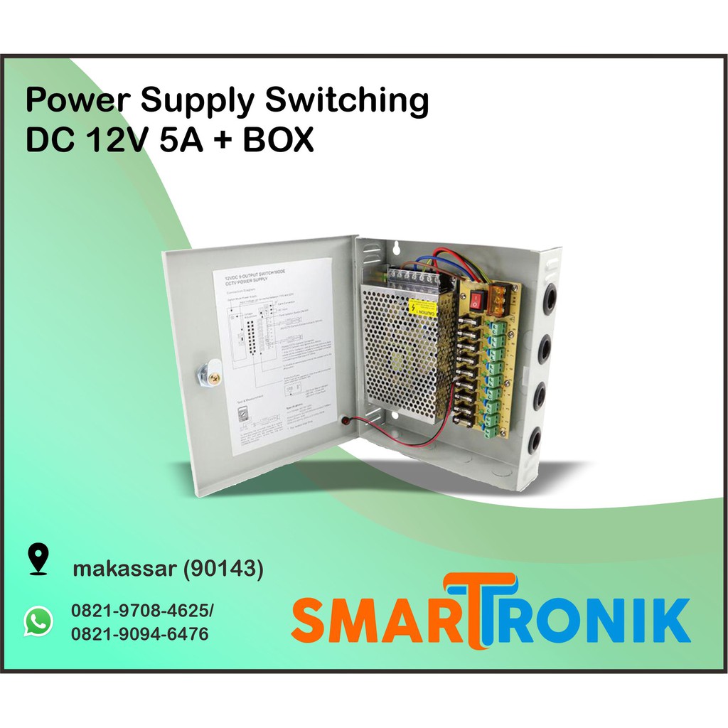 Power Supply Switching DC 12V 5A + BOX