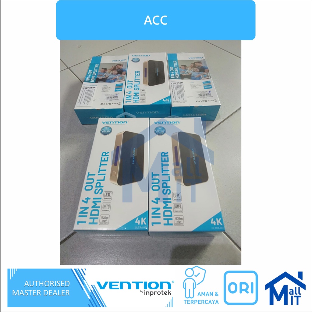 ( Bisa Cod) Vention HDMI Splitter 1 Input 4 Output 3D 4K @30HZ HDMI Proyektor ACC