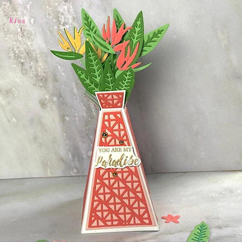 Cetakan Stensil Cutting Dies Motif Daun + Bunga Bahan Metal Untuk Scrapbook / Craft DIY