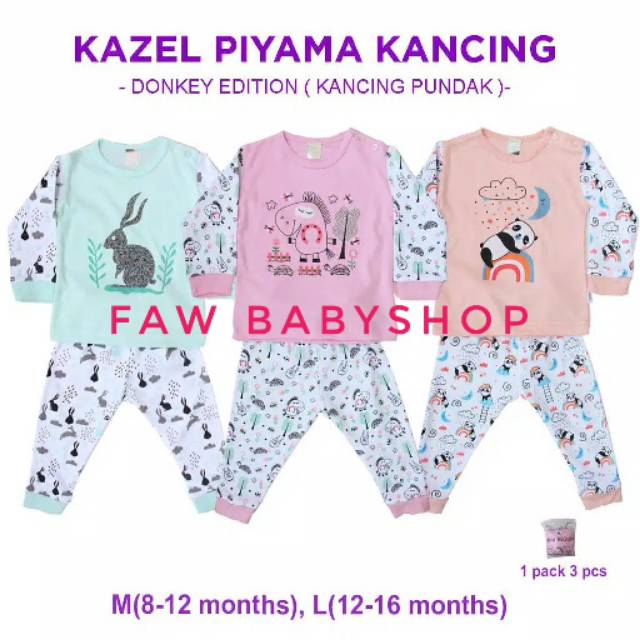 Kazel 1Pcs Piyama Kancing Girl Donkey Edition