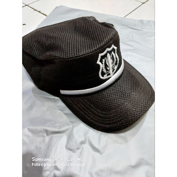 TOPI KOMANDO SATPAM | TOPI SATPAM KOMANDO LIS KUNING - LIS PUTIH