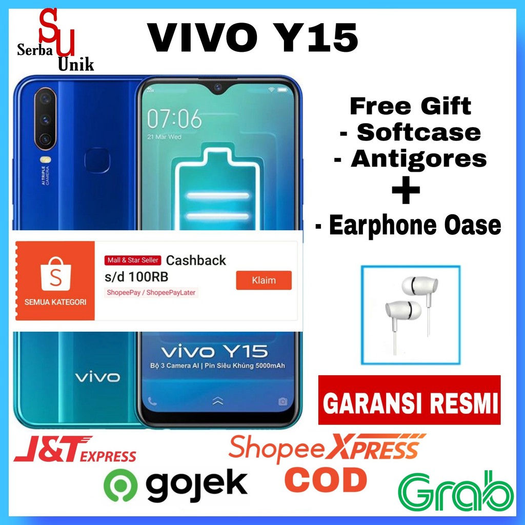 Vivo Y15 Ram 4GB/64GB Garansi Resmi | Shopee Indonesia