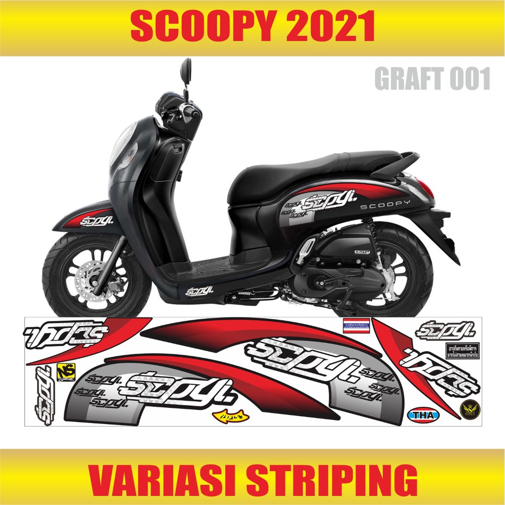 VARIASI STICKER POLET STRIPING MOTOR SCOOPY - STRIPING MOTOR SCOOPY 2021 MERAH