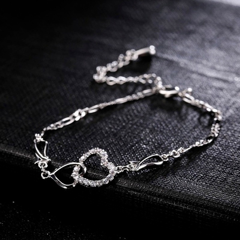 Gelang Tangan Sterling Silver 925 Dengan Kristal Zircon Untuk Wanita / Pernikahan