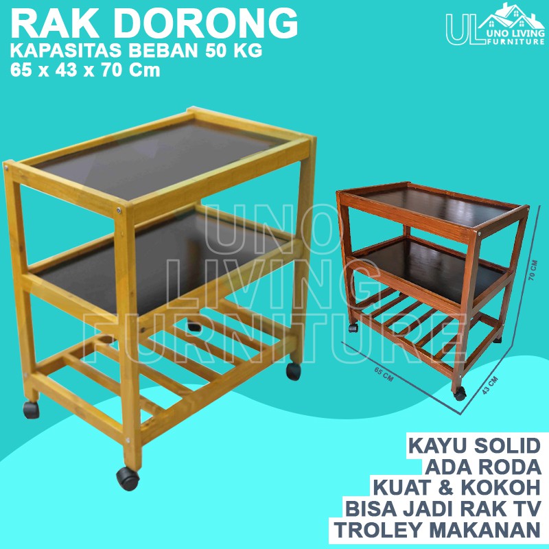 MEJA RAK DORONG TV DISPENSER 3 SUSUN DENGAN RODA MINIMALIS RAK MINIMALIS