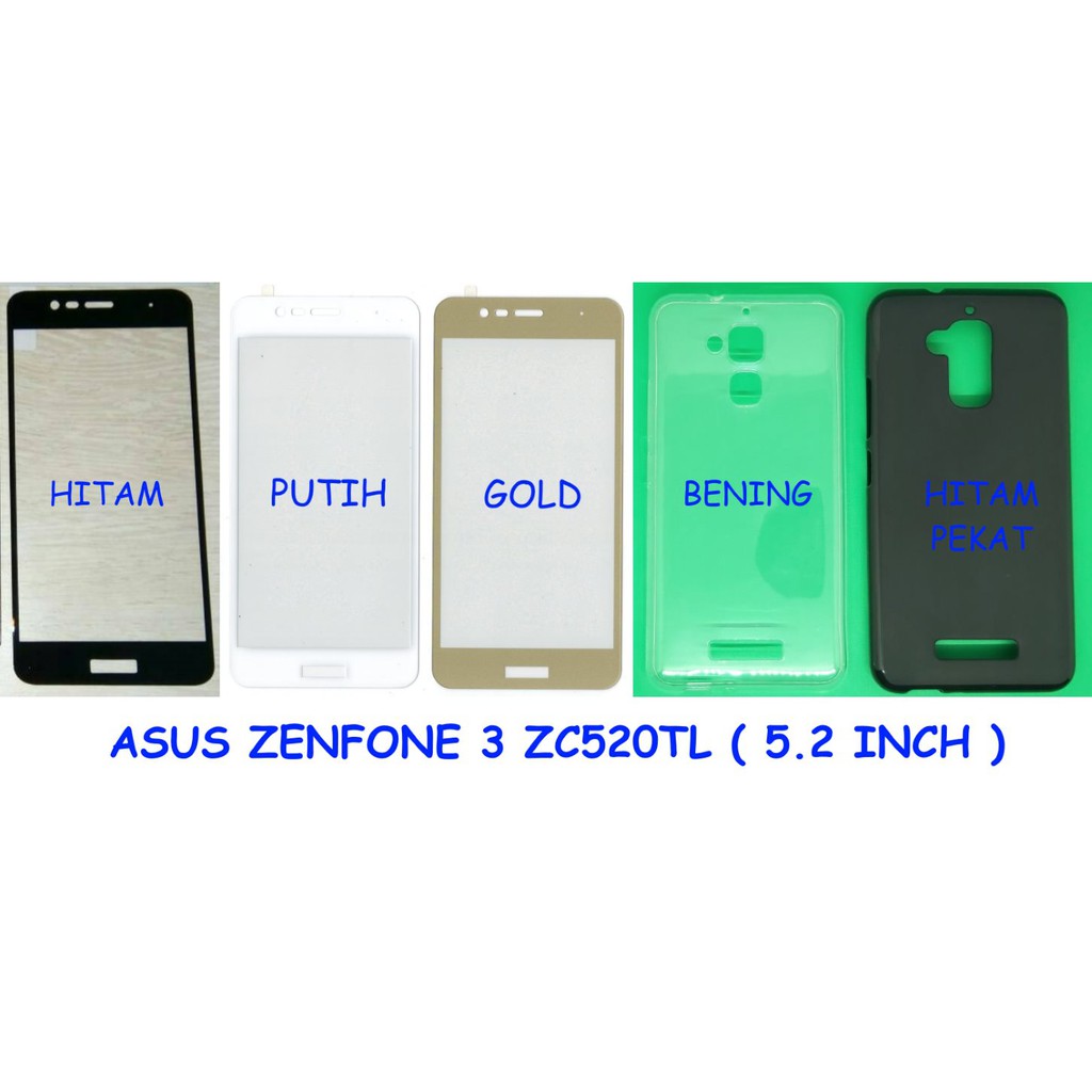 Paket ASUS ZENFONE 3 MAX ZC520TL 5.2 inch ( X008DA ) ( Tempered Glass Full / Screen Guard + Casing S