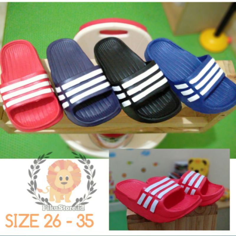 [PIKU] Sandal anak laki-laki MOTIF ADIDAS, sendal selop, sporty