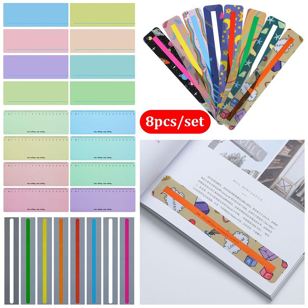 R-flower 8pcs/Set Bookmark Plastik Warna Warni Efek Neon Lampu Ditandai Warna Warni Tape Plastik Kreativitas Highlight Strip