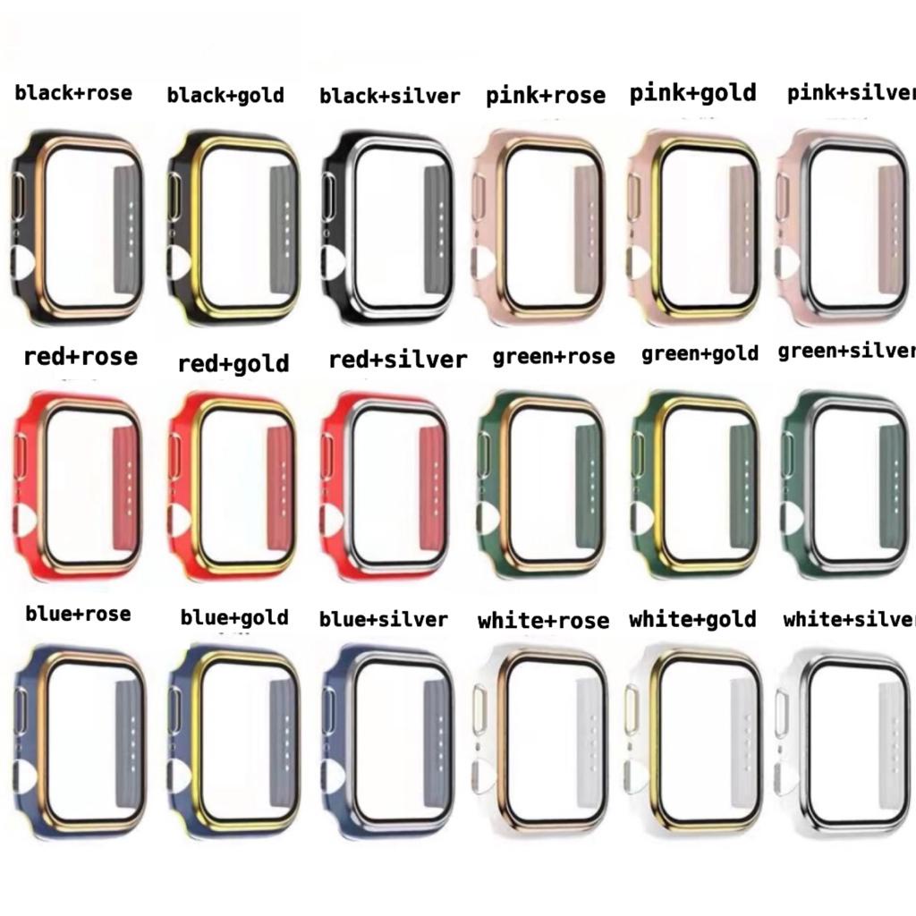 Gadgetlee Bumper Case Apple Watch Dengan Pelindung Layar Kaca Untuk Series 1/2/3/4/5/SE/6/7