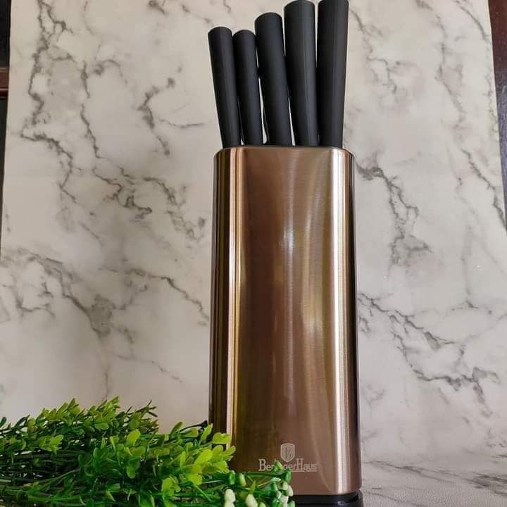 Pisau Dapur Premium Tajam Stainless Steel Berlinger Haus 7 Pcs Knife Set Metallic Line Rose Gold