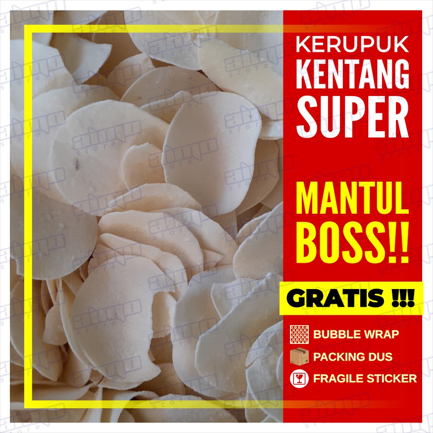 

KERUPUK KENTANG PUTIH SUPER Jaya Baru Krupuk Potato Rasa Enak Renyah Gurih Mentah Siap Goreng 200 gr