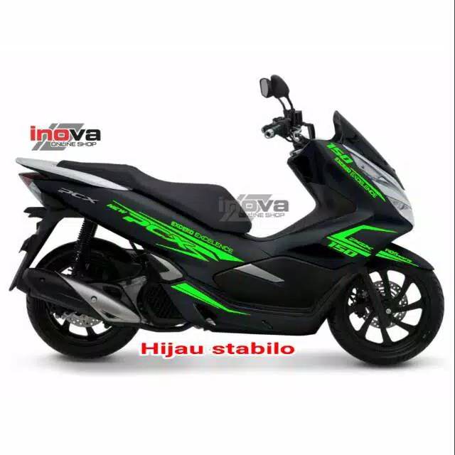 Cutting sticker honda PCX hitam striping hijau stabilo oracal