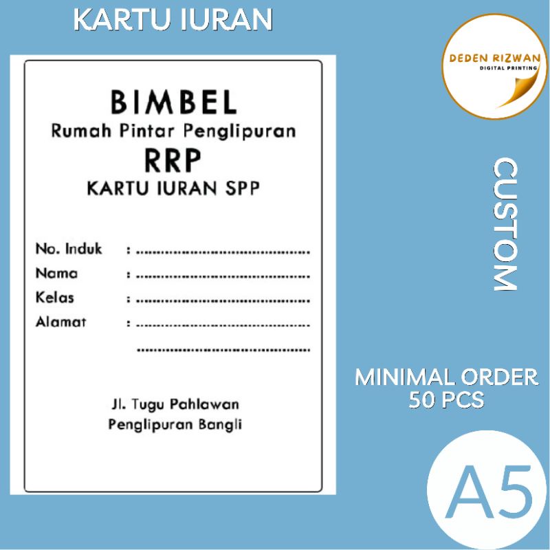 

CETAK KARTU IURAN/SPP BISA REQUEST DESAIN SESUKAMU