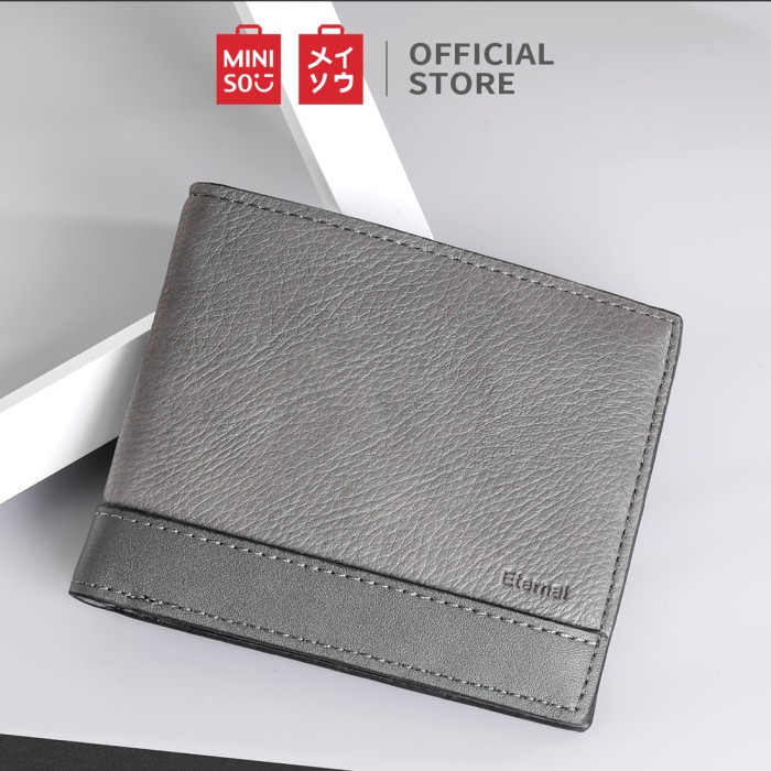 PROMO MINISO Dompet Pria Lelaki Dompet Pendek Kecil Wallet Simple Keren - Abu-abu