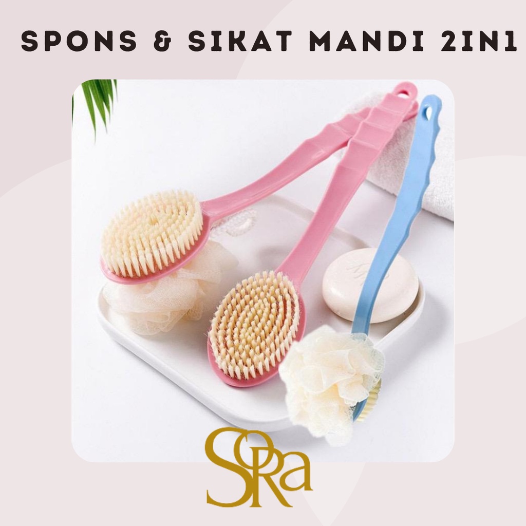 Jual Sikat Penggosok Punggung Gagang Sikat Badan Sikat Mandi Sikat Spons Sponge Puff Spons