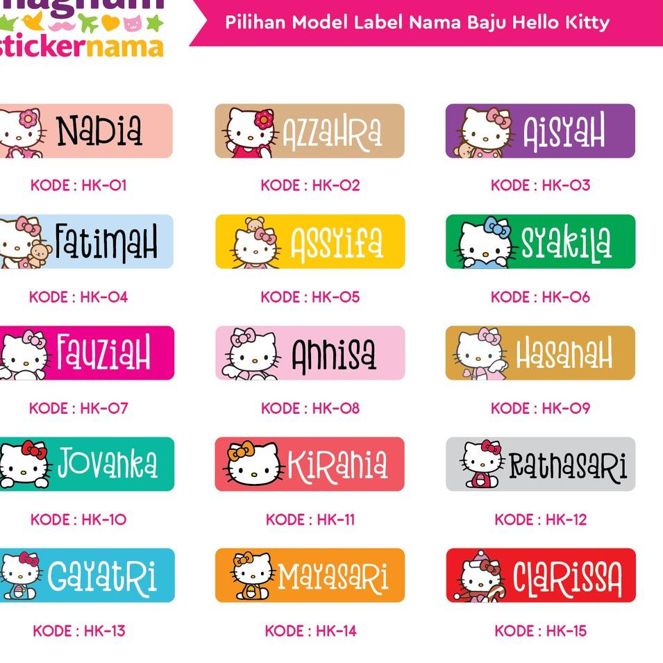 

[KODE PRODUK FNP0L7875] Label Nama Baju, Label Nama Kain, Label Setrika, Iron-On Label Gambar Hello Kitty