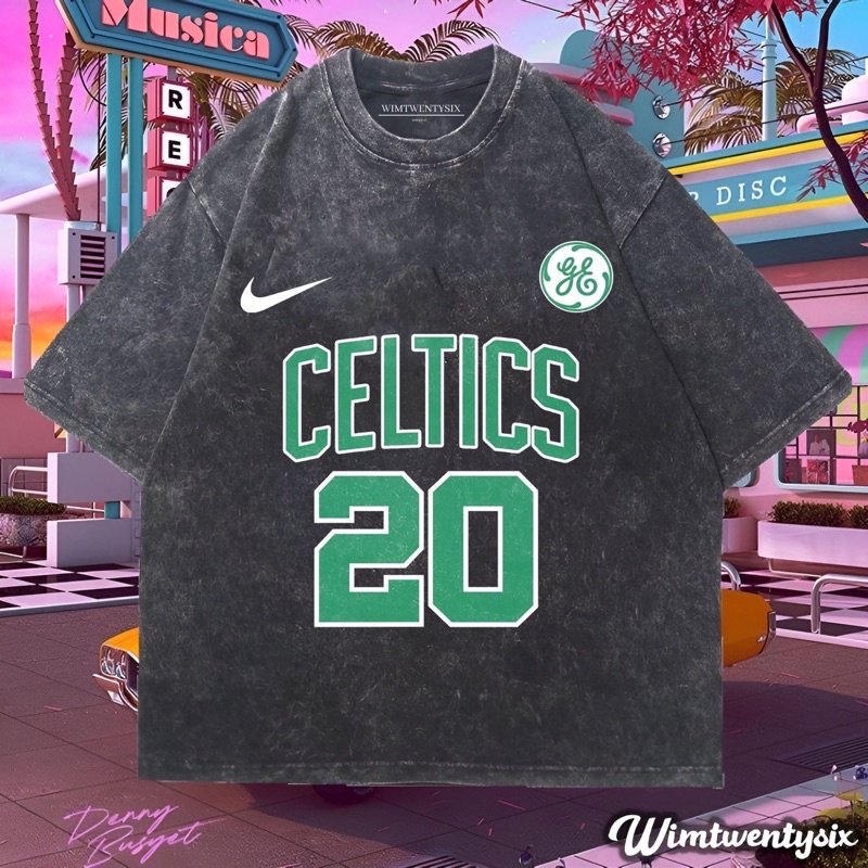 KAOS CELTICS BASKET BALL WASHING VINTAGE TEE (OVERSIZE WASHED T-SHIRT)