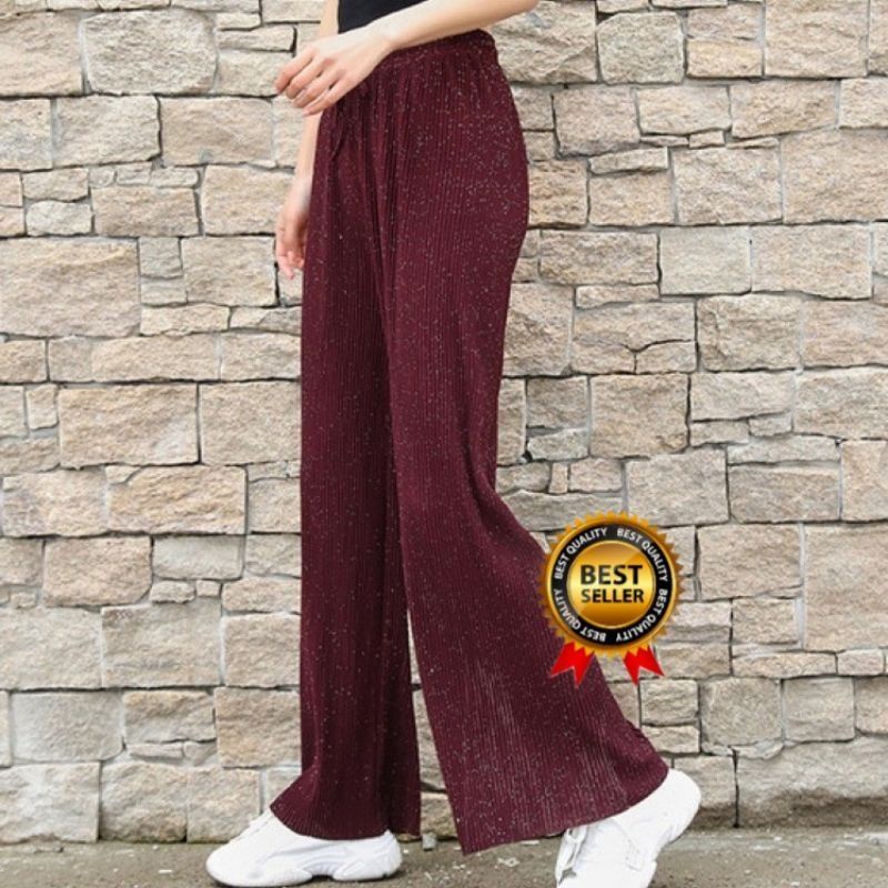 ☄️COD☄️Kulot Polos Gliters Wanita Import / Korean Long Pants Gliters Premium Fit S-XXL