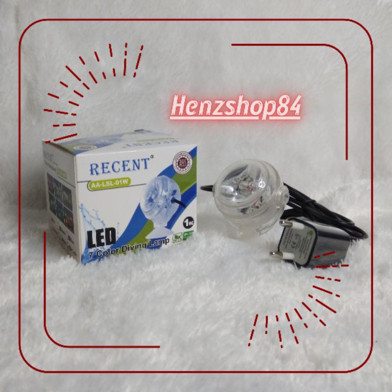 Recent AA LSL 01W Lampu Sorot Tembak Warna Warni Bulat LED Celup Aquarium Aquascape