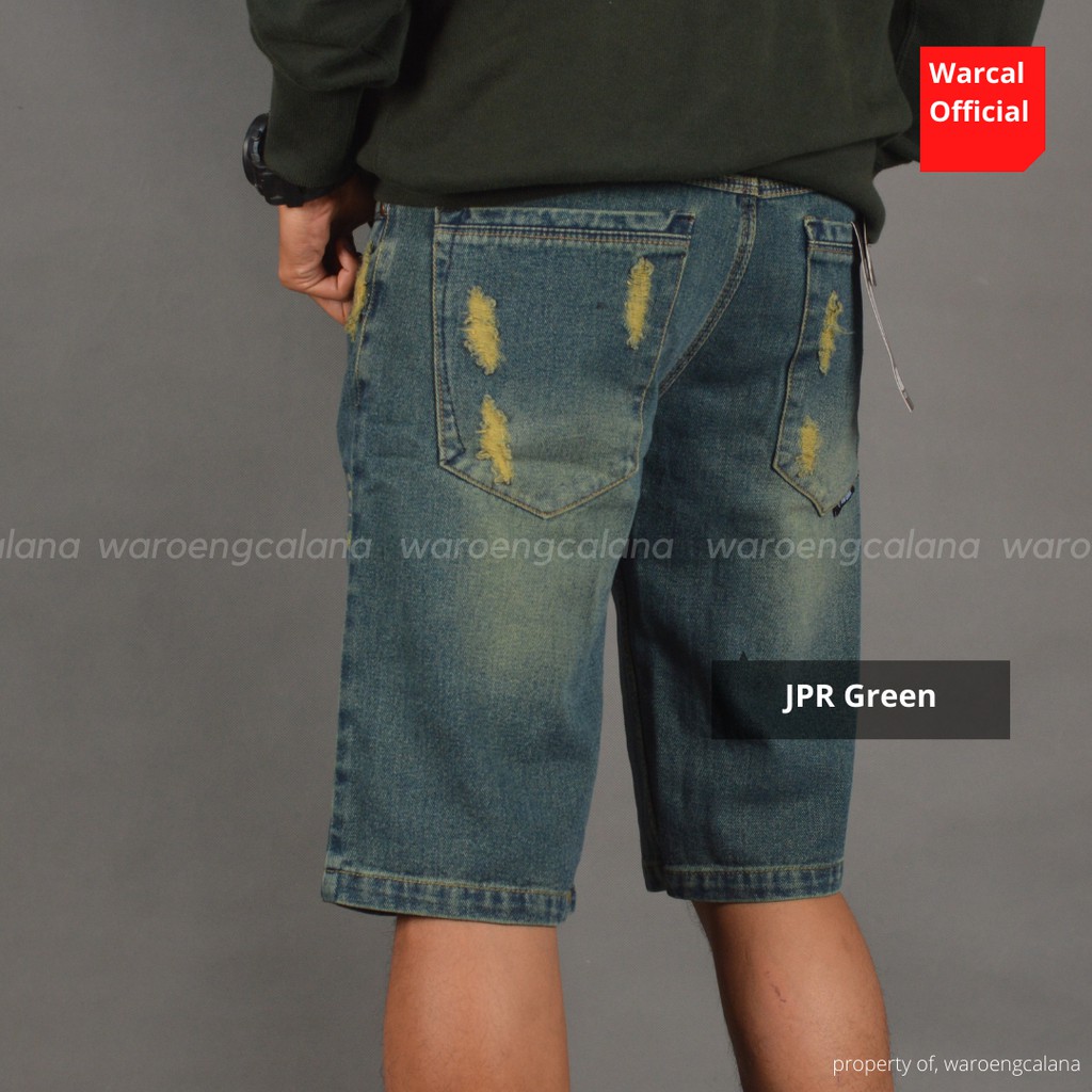 Celana Pendek Jeans Sobek Green