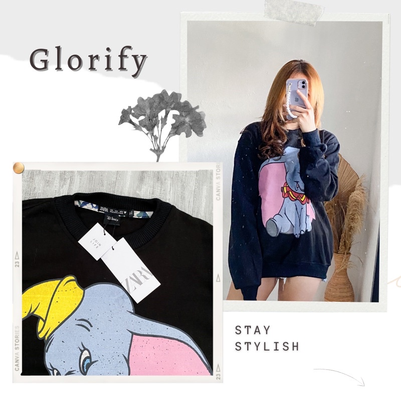 Sweater Crewneck Zara Bershka Disney Oversize