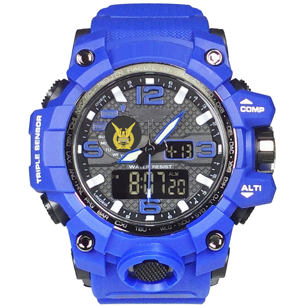 (Istimewa Bossque) Jam LOGO TNI - AU Double Time Full Biru (Exclusive)