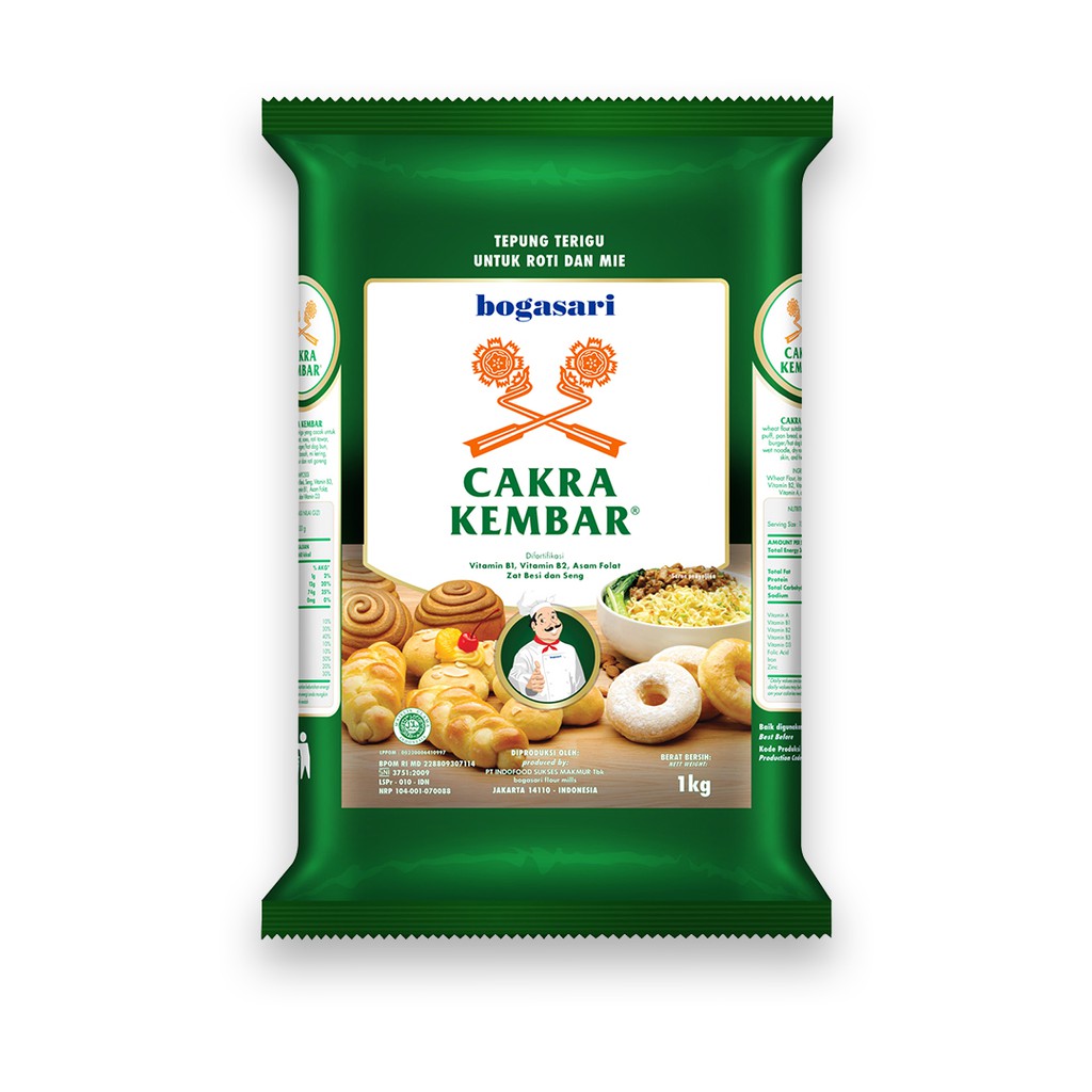 

Tepung Bogasari Cakra Kembar Premium 1 Kg x 1 Pcs protein tinggi Miroku