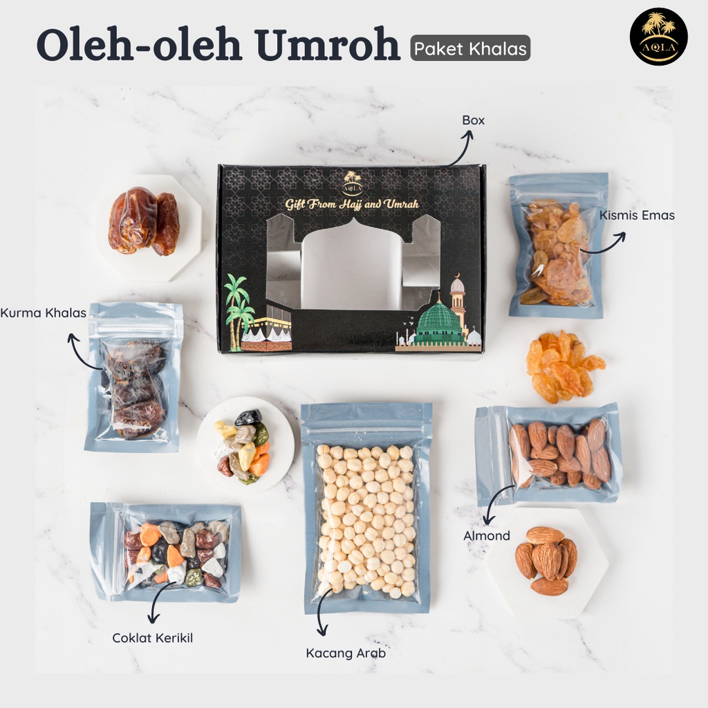 Oleh oleh Umroh dan Haji Premium / Paket Oleh oleh Umroh dan Haji / Sajadah Paperbag Kurma Ajwa Air zam zam asli 100%