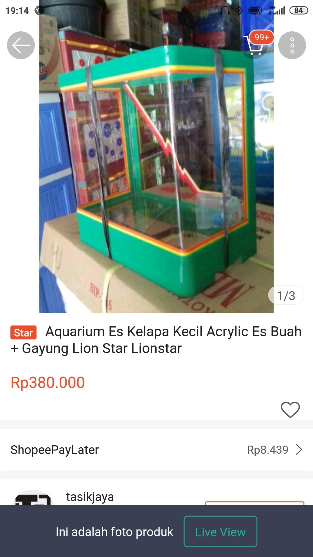 Aquarium Es Kelapa Kecil Acrylic Es Buah + Gayung Lion Star Lionstar