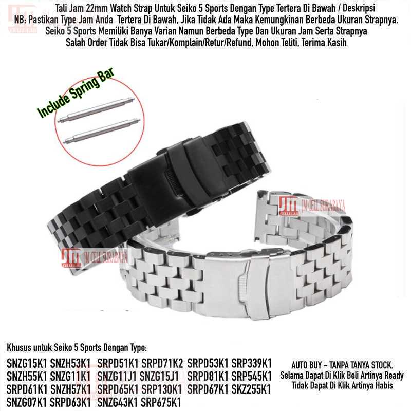 Super II Tali Jam Tangan 22mm Watch Strap Seiko 5 Sports - Metal Stainless Steel