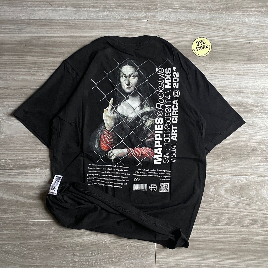 T-Shirt Kaos Distro Streetwear Original Mappies Spesial art Circa monalisa From Bandung Kaos Oversize Hitam