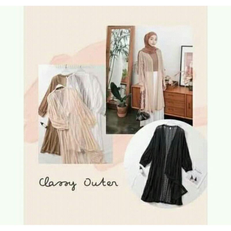 Cardigan Brokat Lengan Balon/Kardigan Burkat/Cardigan Brukat/Outer Long Cardi
