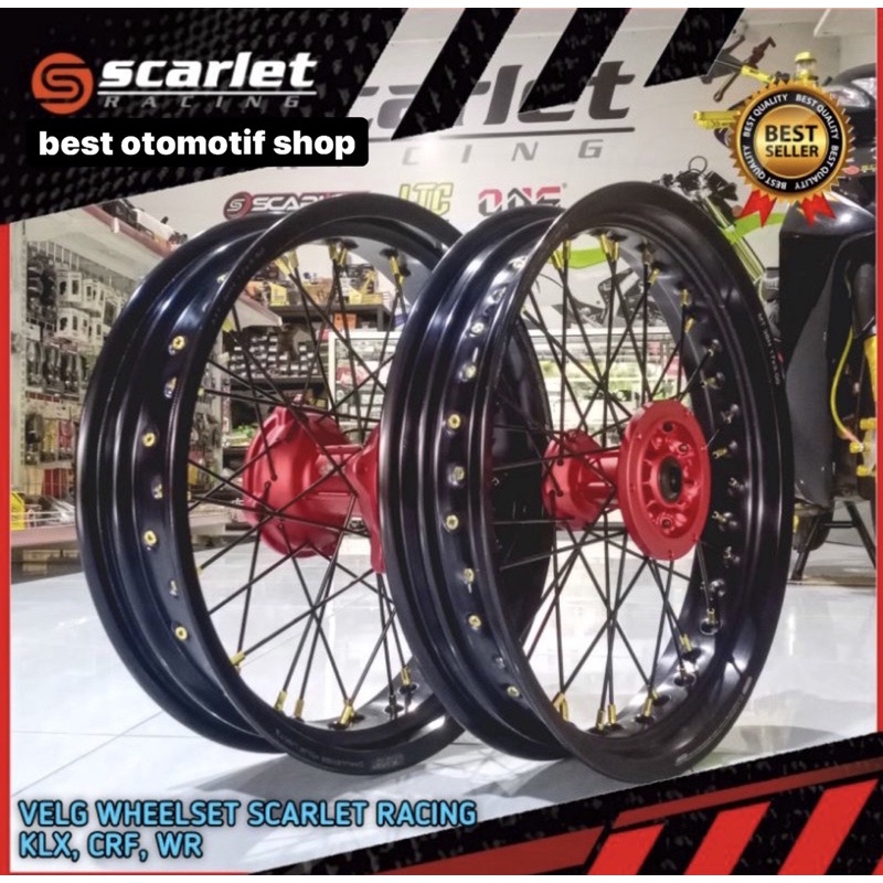 VELG DEPAN BELAKANG WHEELSET SUPERMOTO SCARLET RACING TRAIL KLX CRF 150