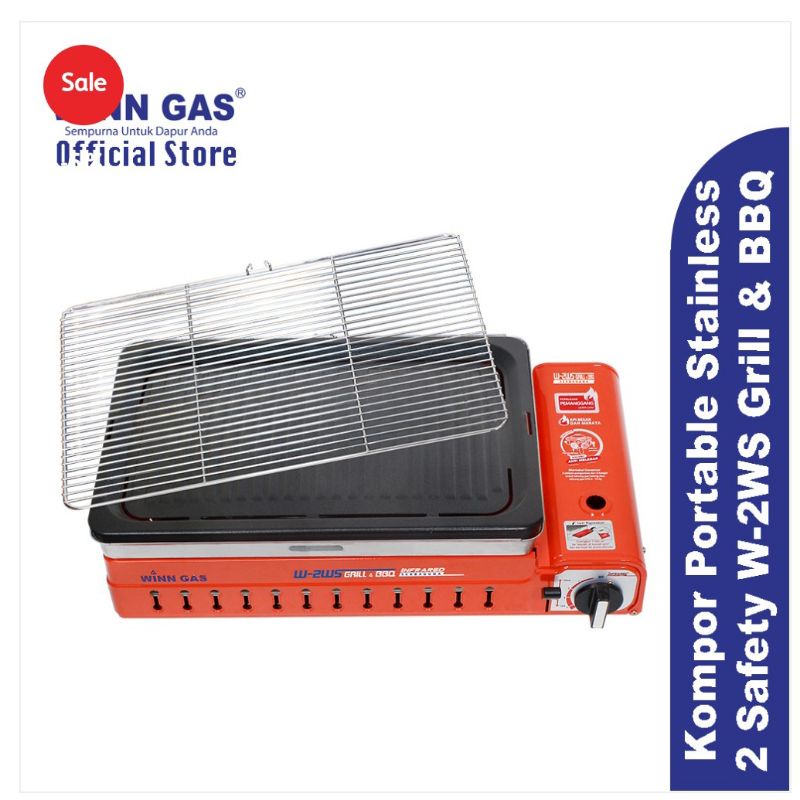 Panggangan kompor Portabel  Winn gas W2WS Grill &:BBQ 2 Fungsi & Aman