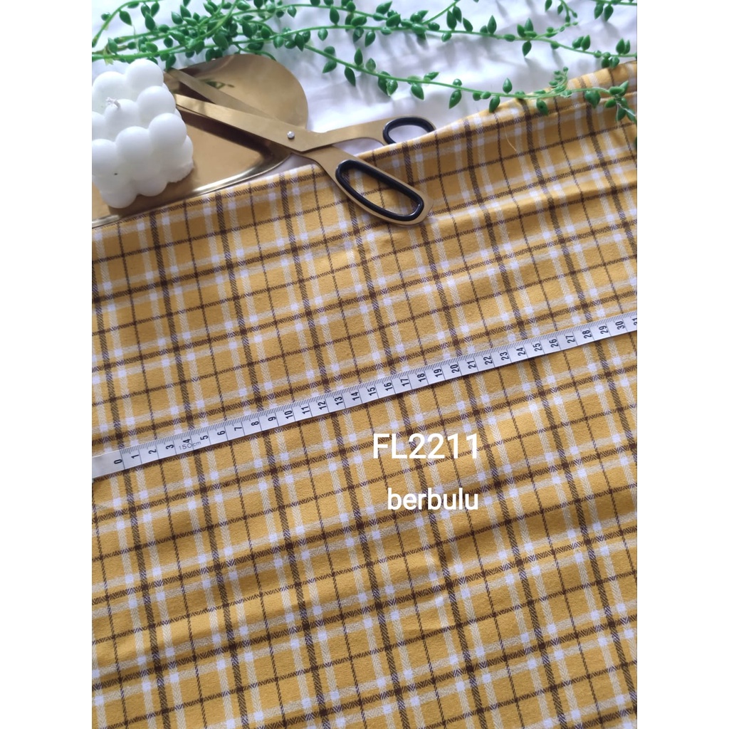 KUNING kain flanel bahan kotak katun yarndyed harga per 0.5meter/kain meteran happychild