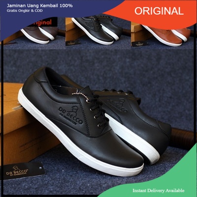 Sepatu Sneakers Kets Kasual Pria Kulit Asli Original